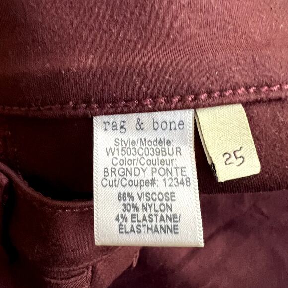 Rag & Bone Jeans Pants W1503C0369BUR Burgundy Women 25 Straight Leg Designer - Picture 5 of 14